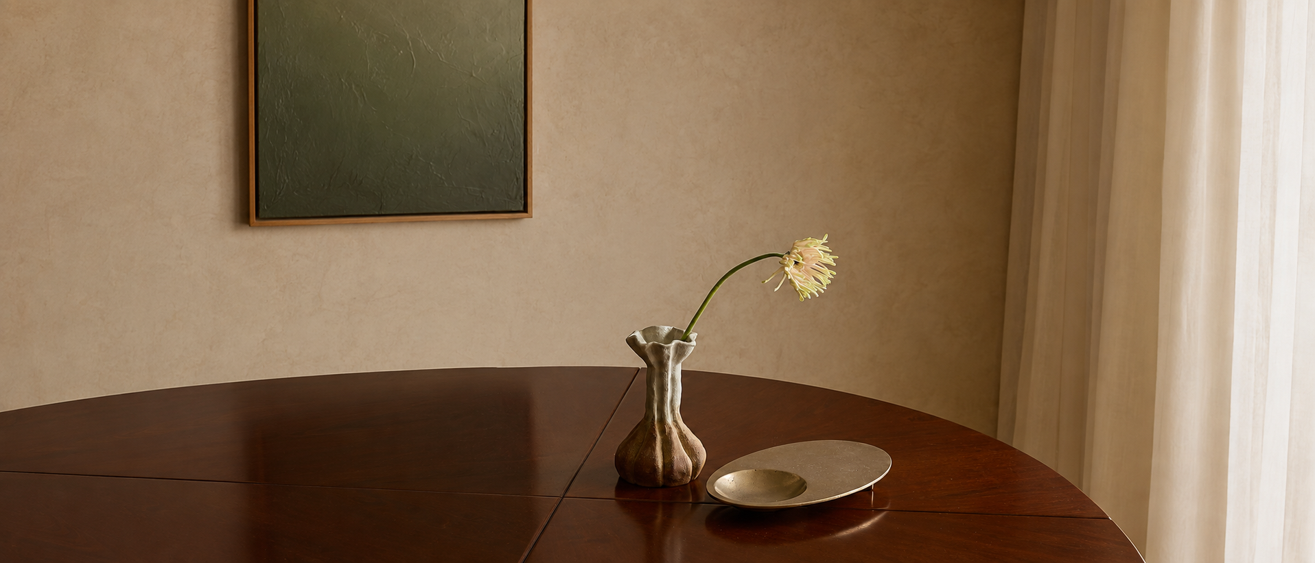 Decorative objects arranged within a considered interior