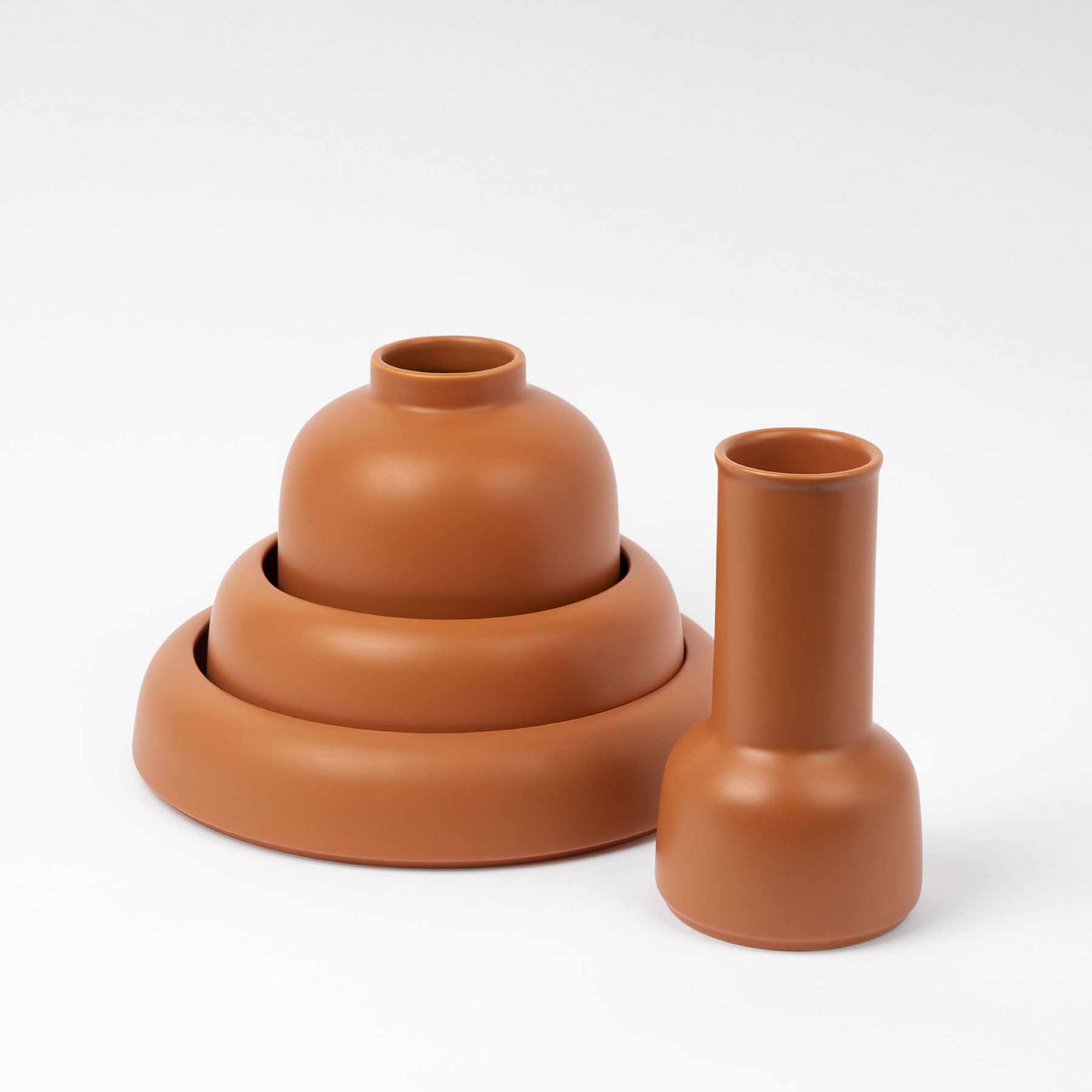 Cinnamon Ceramic Water Carafe - Rounded Bottle Silhouette - Image 4